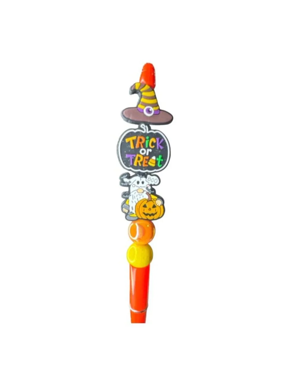 Halloween Trick-Or-Treat Ballpoint Pen With Gnome Pumpkin & Witch Hat Topper Ora